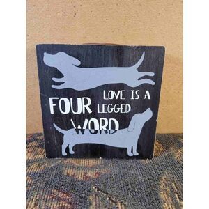 'Love Is A Four Legged Word' Square Candle Holder